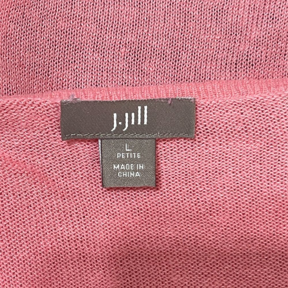 J. Jill Linen Blend Cardigan Sweater Long Sleeve Waterfall Pink L Large Petite - Picture 4 of 6